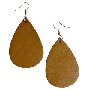 Faux Leather Earrings in Milk Chocolate Brown New Teardrop Shape Lightweight